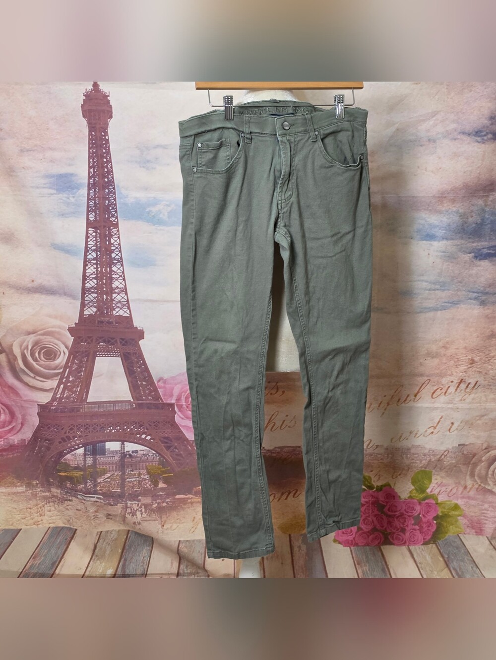 American Rag Men's Slim Straight Jeans in Olive Green Sz 32
